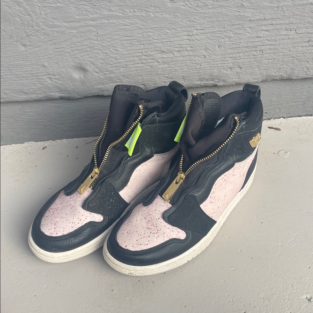 Jordan Black and Pink Women's Sneakers with Gold Accents